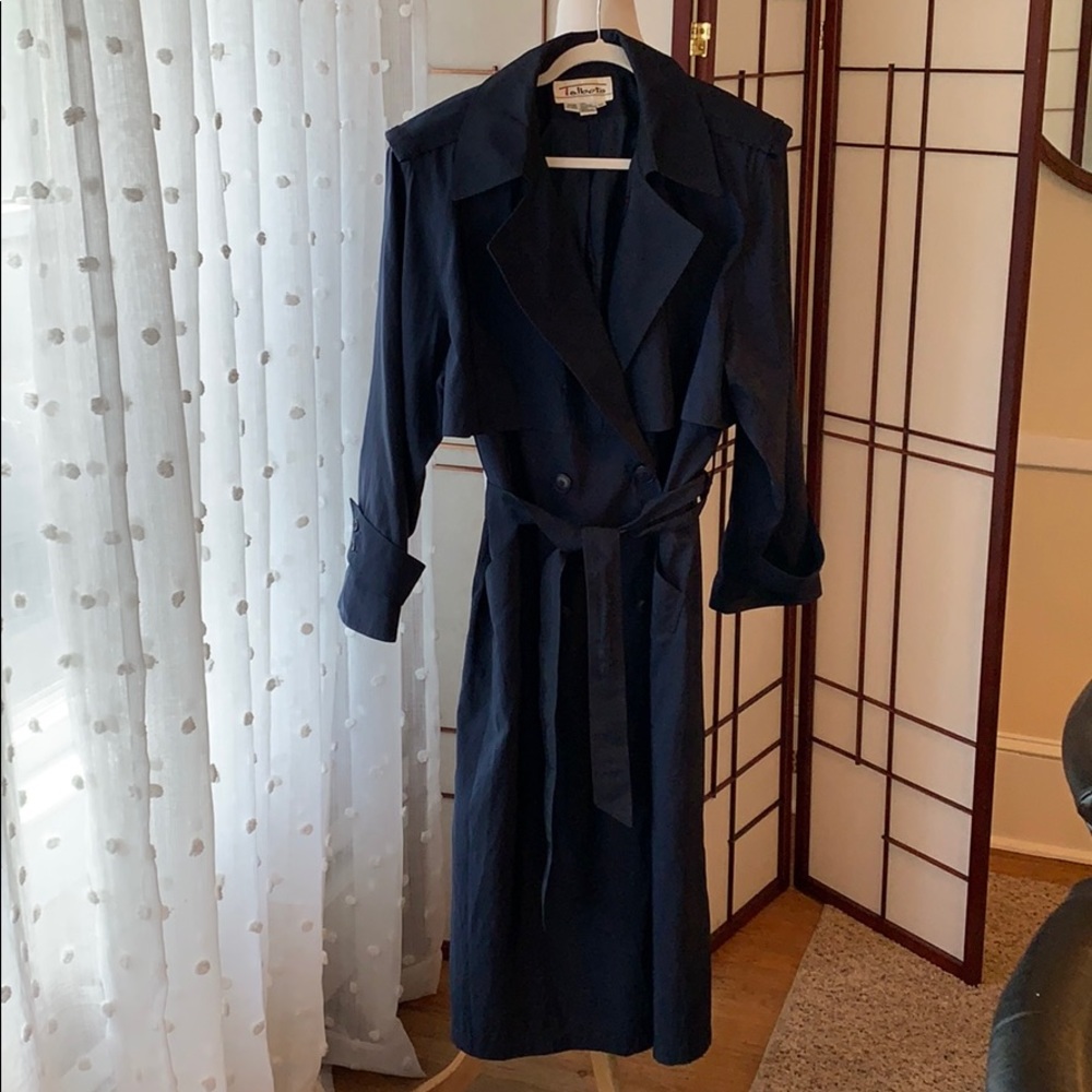 Talbots Size 14 Lined Navy Size 14 Raincoat EUC
